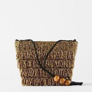 NWT - Zara - Gold and Black Clutch with Elegant Design